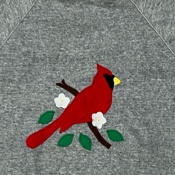 Vintage Cardinal Stitched Animal Print Gray 1980s Collared Sweatshirt Pullover - Picture 3 of 4